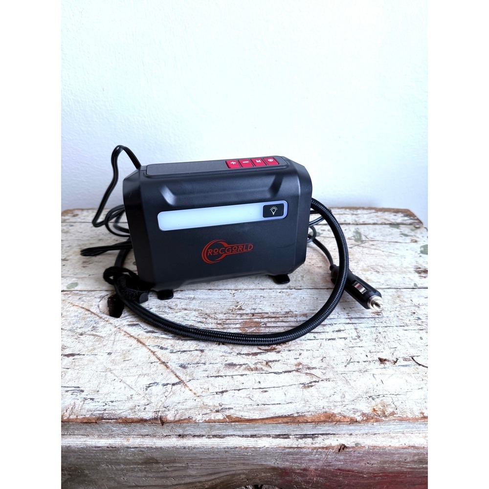 ROCGORLD Portable Car Tire Inflator Air Compressor with Light and Bag